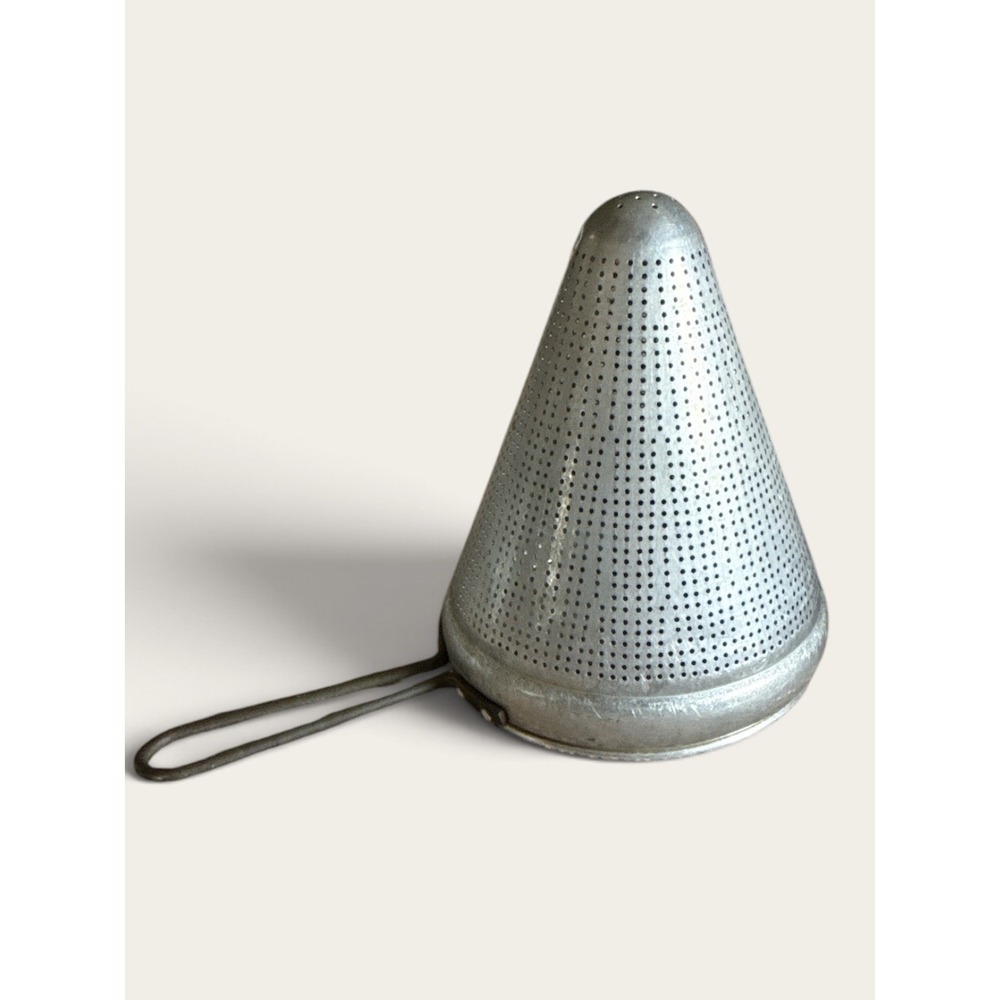 Vintage Aluminum Sieve Cone Shaped Strainer Colander Silver Made in USA